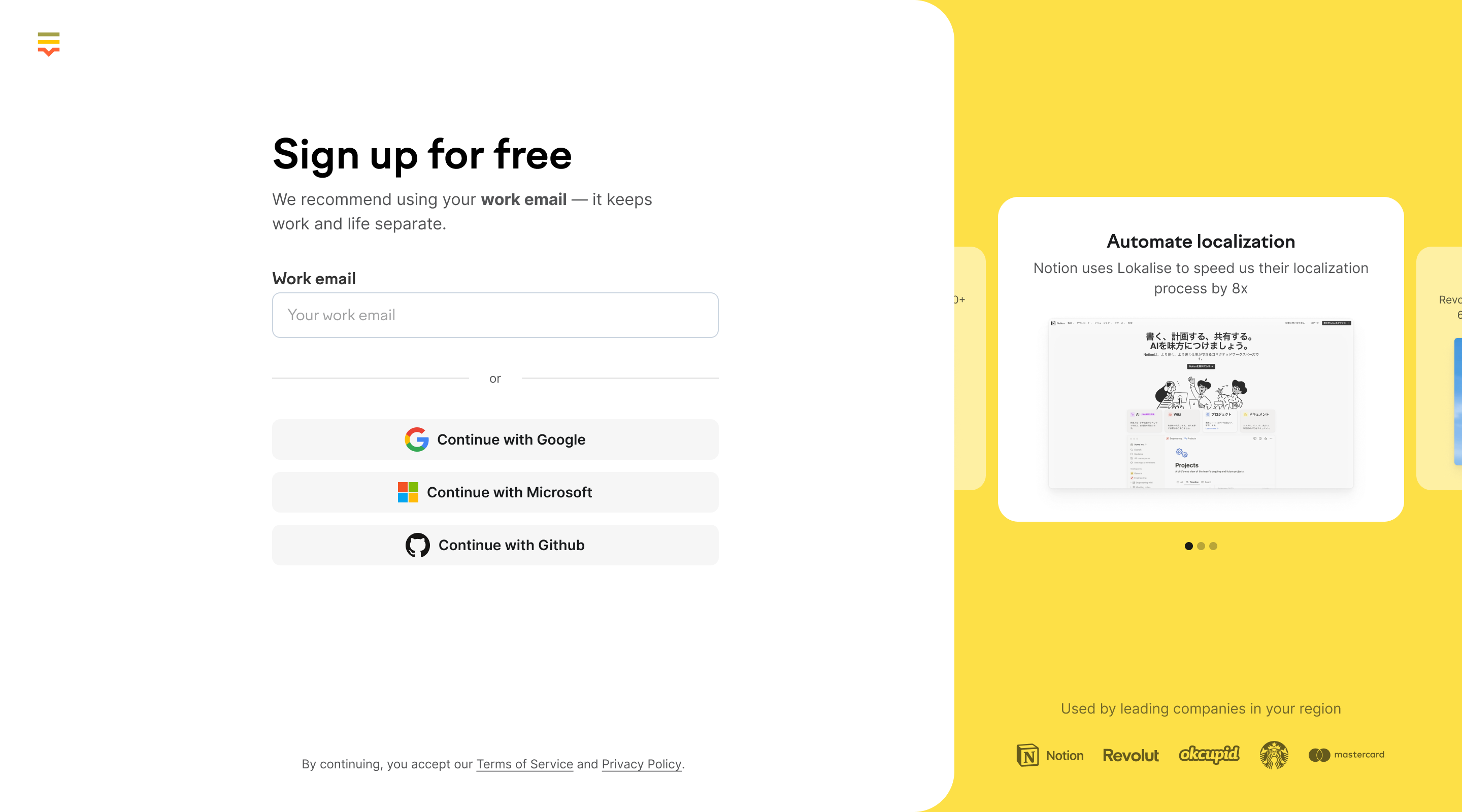 Before and after comparison of the sign-up redesign
